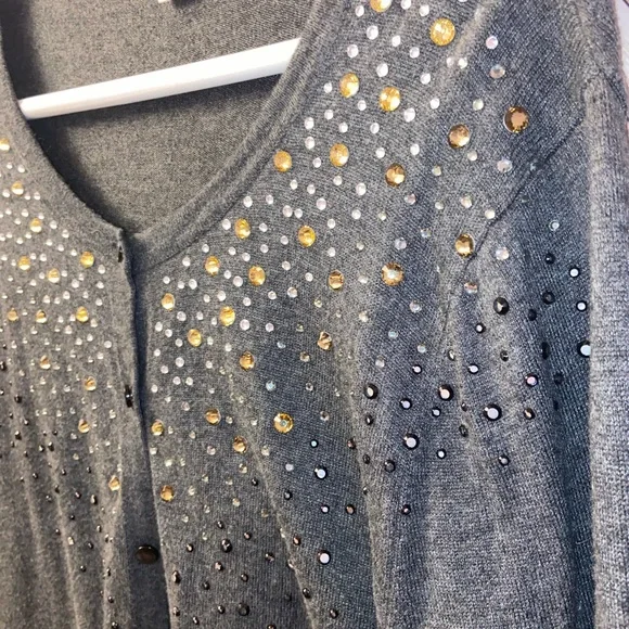 Gray Jewel Embellished Cardigan XL - Picture 3 of 8